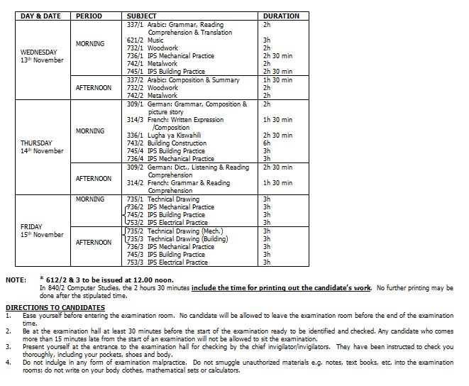 UNEB releases timetable for S.4 exams 2019 PML Daily