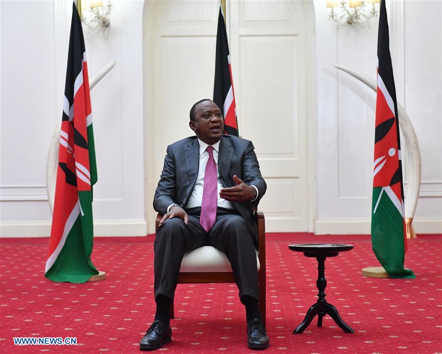 Kenyan President Uhuru Kenyatta speaks during an interview with local and Chinese media in Nairobi, capital of Kenya, May 9, 2017. Uhuru Kenyatta said that the Belt and Road Forum for International Cooperation will inject strong vitality into the Africa-China cooperation. He will attend the forum scheduled for May 14-15 in Beijing, capital of China. (Xinhua/Sun Ruibo)