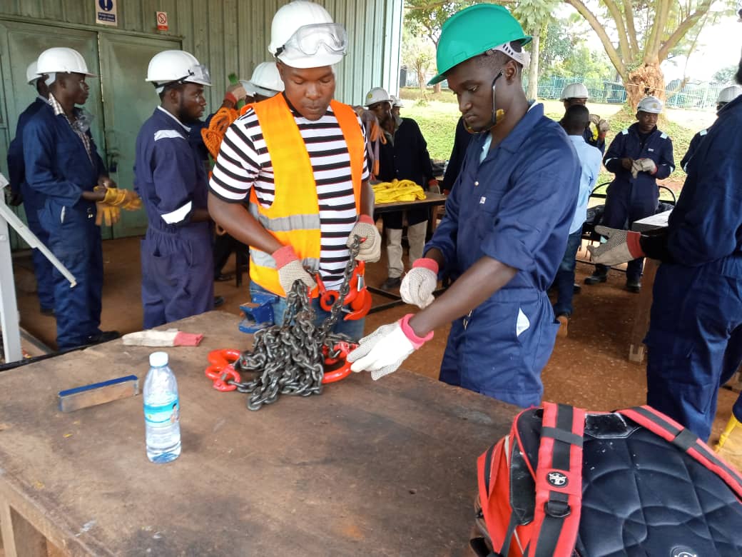 Some of the beneficiaries of the GIZ-Skill up for Construction-free training Project, at the Career Fair organised by Solid Rock Life and Business at Nakawa Vocational Training Centre.(NVTI) on 4th September, 2019. (PHOTO/Javira Ssebwami)