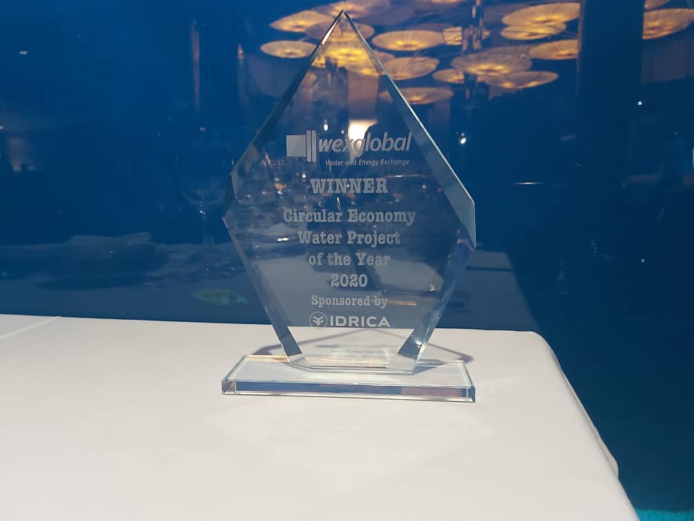 The “Idrica Circular Economy Water Project of the Year 2020” Award presented to NWSC during the WEXGlobal 2020 conference in Valencia, Spain (PHOTO/Courtesy)