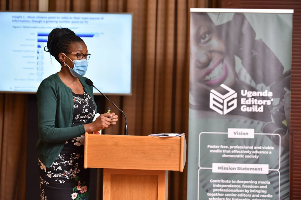 Ms Marie Nanyanzi, the Sauti za Wananchi Officer at Twaweza Uganda, during the dissemination of the findings of the study (PHOTO/Courtesy).