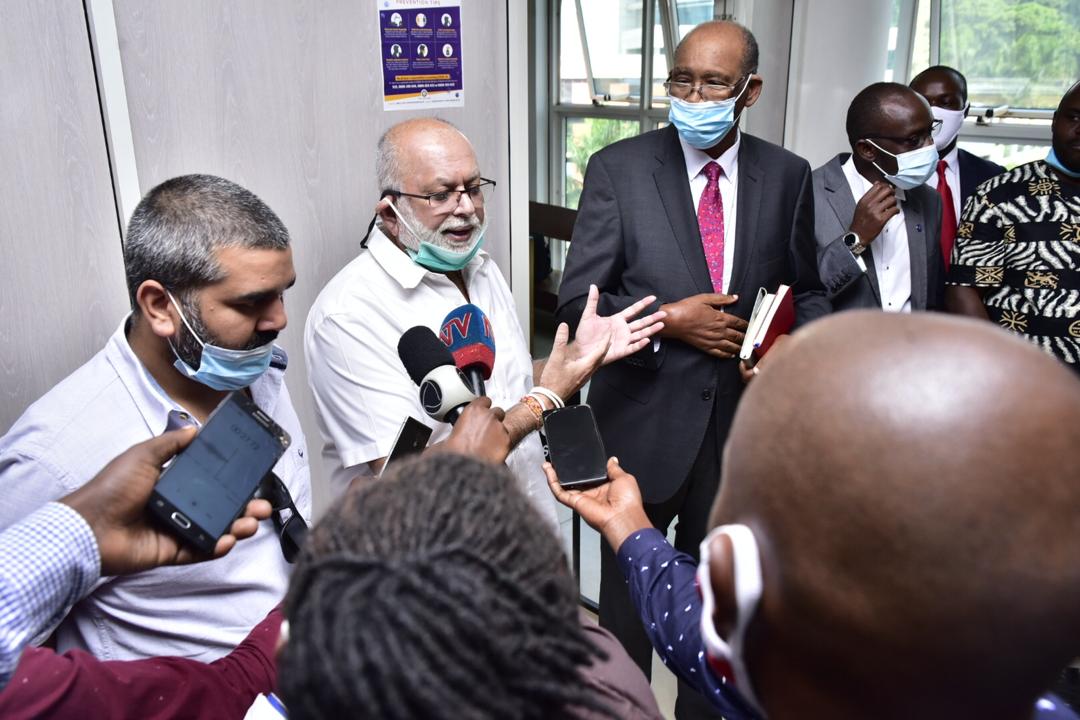 Mr. Sudhir and his lawyers from Kampala Associated Advocates after a recent court victory. The Supreme Court has handed him another victory (PHOTO/File).