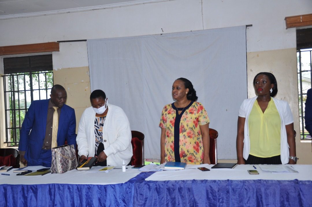 L-R: Rakai DRDC Watch Peter Kaswabuli, Minister Babalanda, Rakai RDC Sarah Kiyimba and Senior Presidential Advisor on Greater Masaka Affairs Justine Nameere