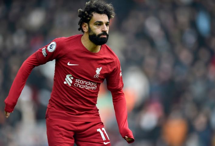 Mohamed Salah of Liverpool reacts during the English Premier League soccer match between Liverpool FC and Chelsea FC in Liverpool, Britain, 21 January 2023. EPA/Peter Powell EDITORIAL USE ONLY. No use with unauthorized audio, video, data, fixture lists, club/league logos or 'live' services. Online in-match use limited to 120 images, no video emulation. No use in betting, games or single club/league/player publications