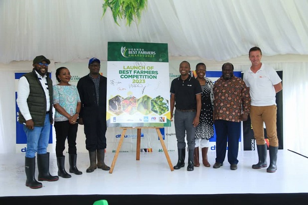 Vision Group CEO Don Wanyama (Left) and representatives of sponsors and judges officially launching the best farmers competition 2023 (PHOTO/Courtesy)