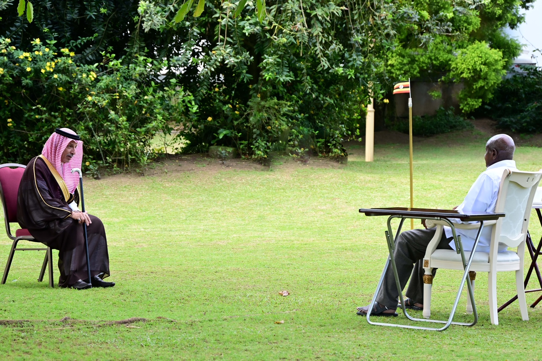 President Yoweri Kaguta Museveni on Monday 7th August 2023 met and held discussions with the Royal Court Advisor in the Kingdom of Saudi Arabia, Mr. Ahmed Bin Abdul- Aziz Kattan at State House Entebbe (PHOTO/Courtesy)