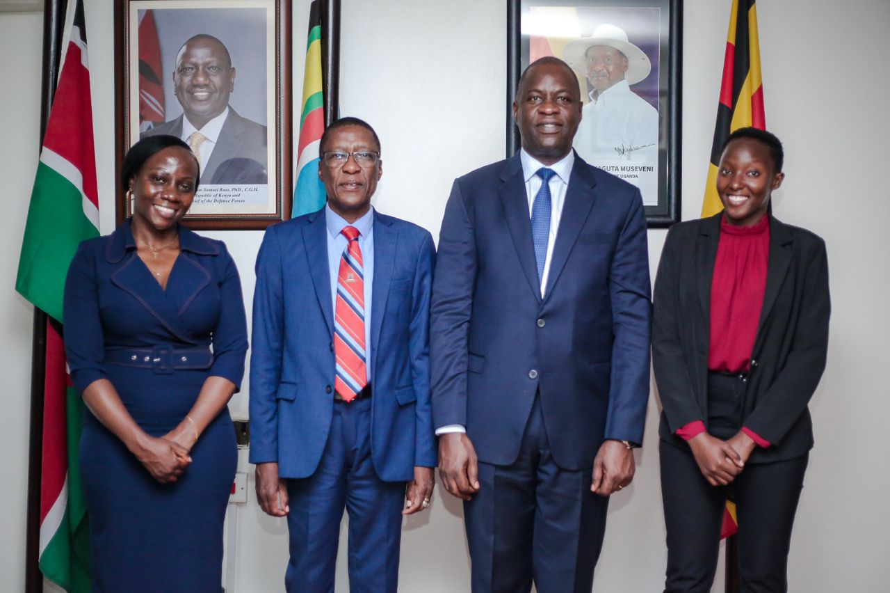 L- R Head of Marketing and Corporate Affairs Annette Nakiyaga, High Commissioner of Kenya to Uganda H.E General George A. Owinow, Acting Managing Director I&M Bank Sam Ntulume, Communications and Outreach Officer I&M Bank Racheal Kulanyi