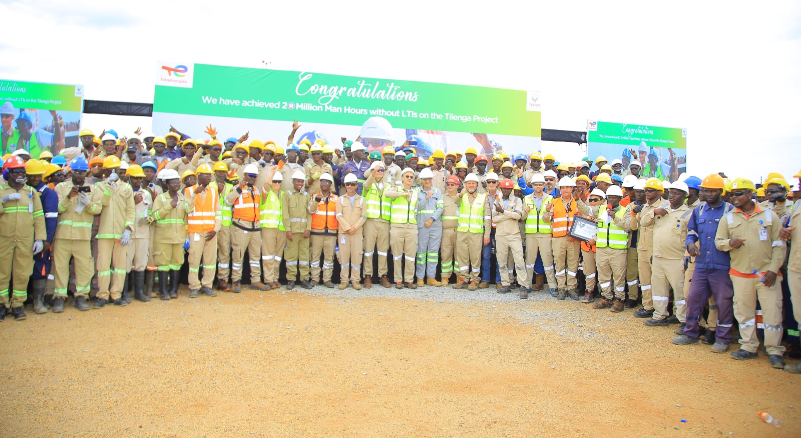 taff and contractors of TotalEnergies EP Uganda celebrating the achievement of 20 million man-hours without Lost Time Incidents (LTIs) on the Tilenga project (PHOTO/Courtesy)