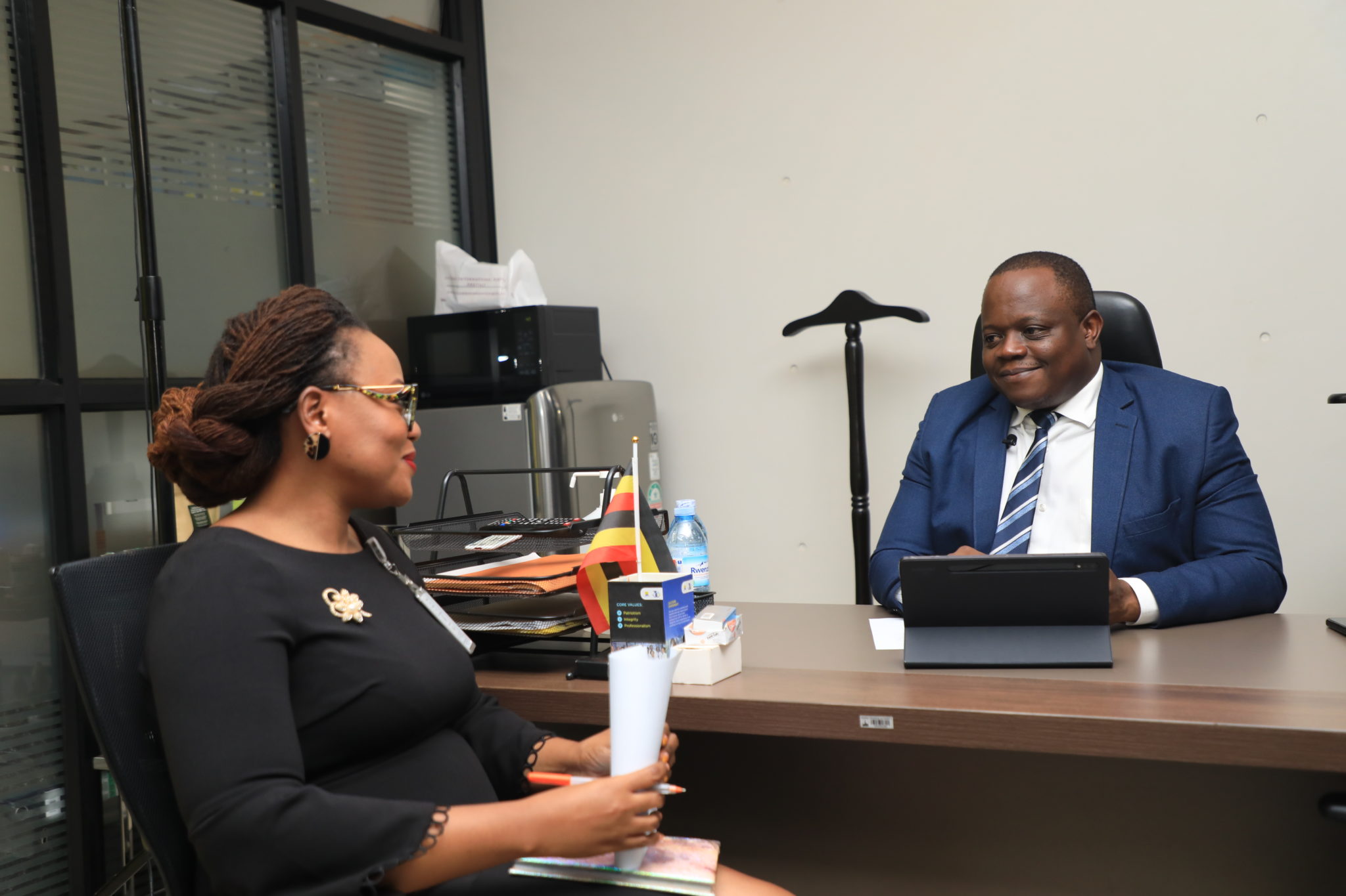 Rytter Muzira, the Supervisor Media Management engaged with Robert Mutebi, the Commissioner Information Technology &Innovation on the progress of this Vision.