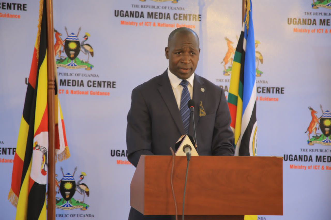 Peace Service Ambassador Milton Kambula addresses reporters at Media Center recently. He has urged Ugandans to end radicalization and extremism on Martyrs' Day.