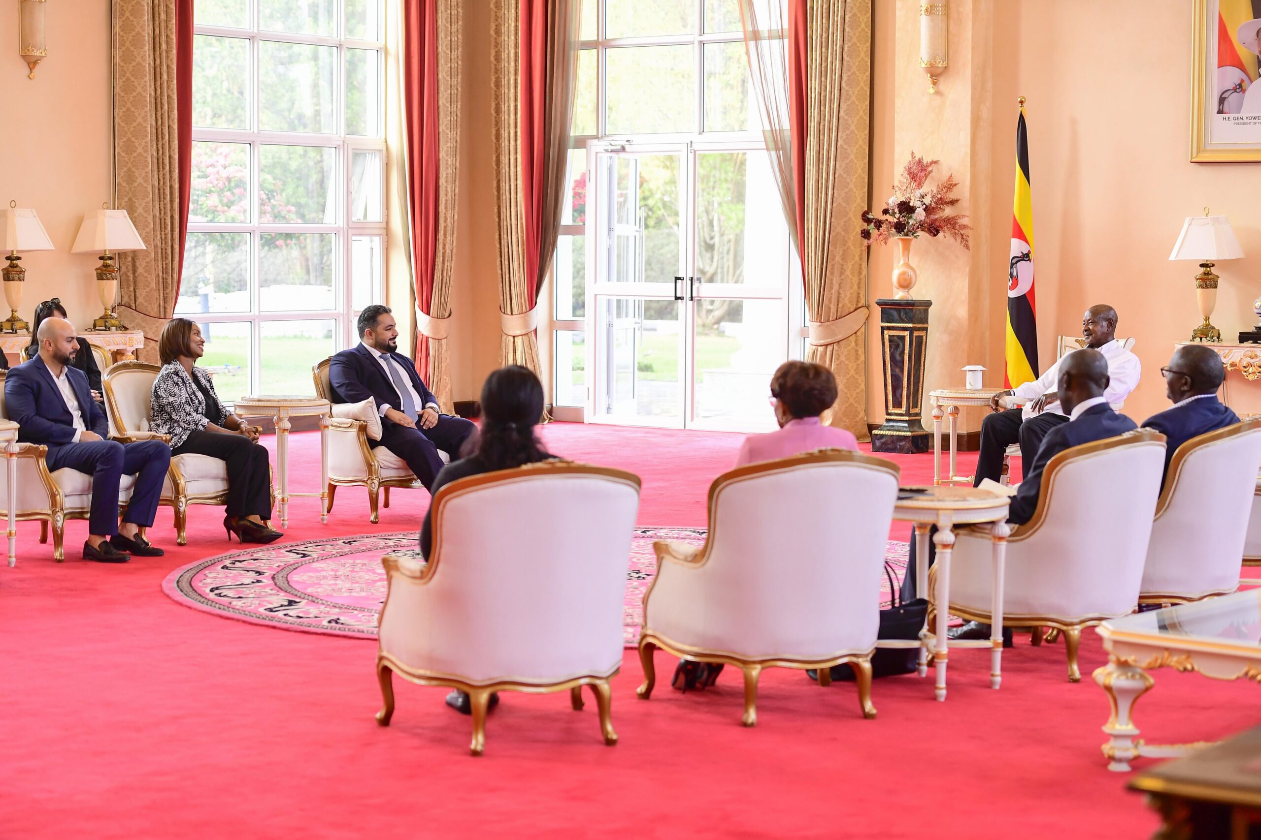 President Museveni meeting a group from Emirates Airlines on Tourism trip to Uganda